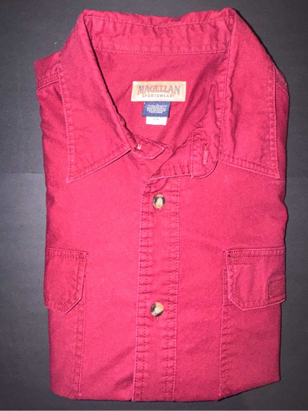Magellan Outdoors Men's Red Casual Button-Down Shirt (size large)